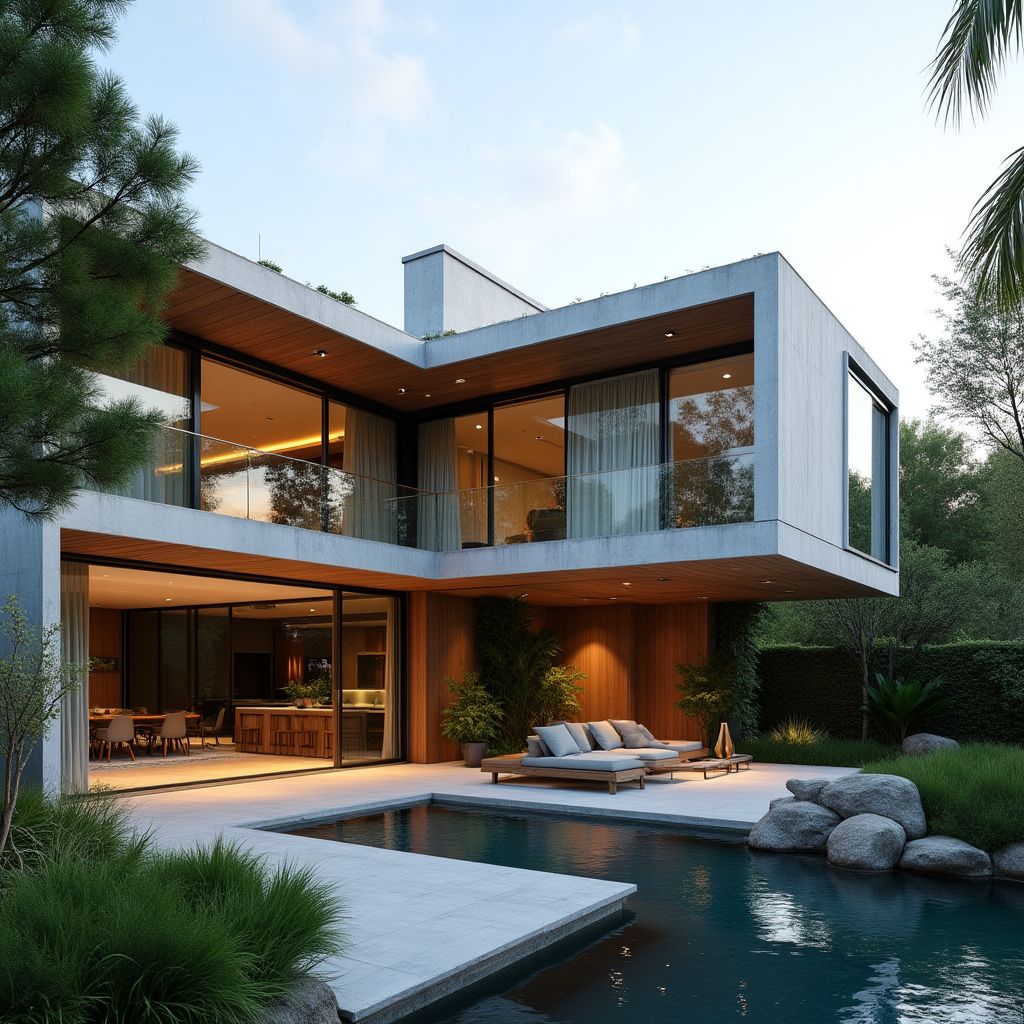 Villa moderne avec jardin paysager